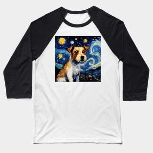 Jack Russell terrier in Starry Night by Van Gogh style Baseball T-Shirt